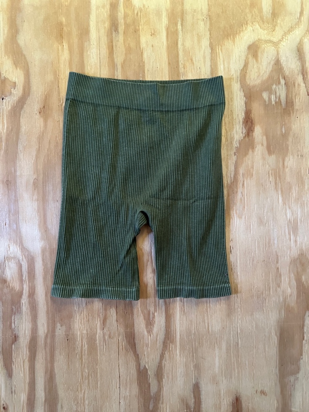 Olive Green Ribbed Bike Shorts